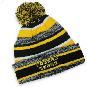 Waffle House New Era Winter Cap Beanie Pom Pom Fleece Lined Warm Ski Hike Party
